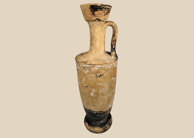 Ancient Greek terracotta lekythos oil flask from the Classical Period