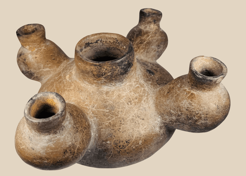 Ancient Colima five-spout ceramic vessel from West Mexico