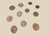 Collection of eleven medieval Crusader bronze coins with crosses and natural patina