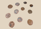 Collection of eleven medieval Crusader bronze coins with crosses and natural patina