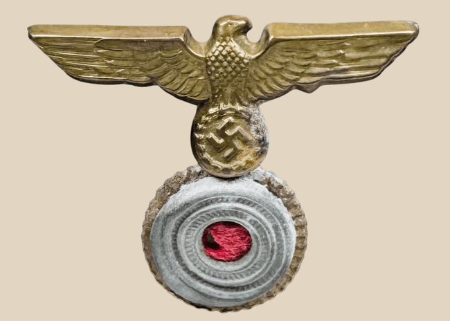 WWII German Kriegsmarine gilt naval cap insignia with eagle and national cockade