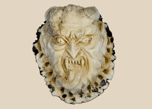 Antique Japanese Stag Antler Demon Face Carving | Meiji-Era | Circa 1850 – 1900