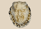Antique Japanese stag antler oni demon face carving in deep relief