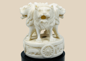 Vintage Indian Four Lion Bone Carving | Circa 20th Century