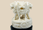 Indian Lion Capital of Ashoka miniature carving on an ebonized wood base