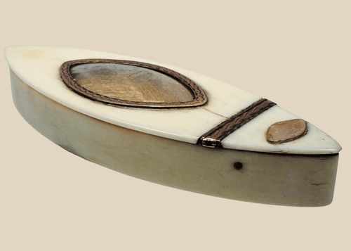 Late Georgian bone toothpick case with glazed sentimental hairwork panel