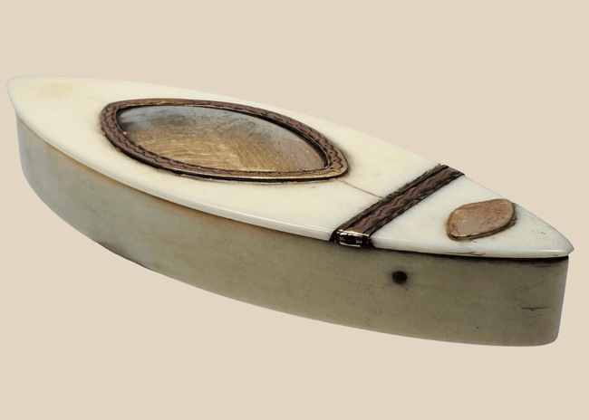 Late Georgian bone toothpick case with glazed sentimental hairwork panel