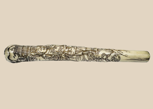 Japanese Meiji Carved Bone Samurai Handle or Sword Fitting | Circa 1870–1910