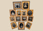 Collection of 13 mid-19th-century cased portrait photographs with ornate gilt-brass mats and period cases