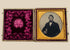 Mid-19th-century cased photographic portrait of a formally dressed gentleman with gilt-metal mat and burgundy velvet lining