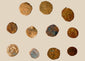 Collection of eleven medieval Crusader-era copper-alloy coins attributed to the Levant, dating to circa 11th–13th century CE.