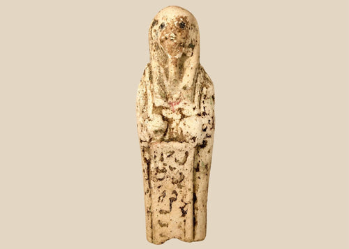 Ancient Egyptian limestone ushabti funerary figure dating to the New Kingdom–Third Intermediate Period, circa 1550–664 BCE.