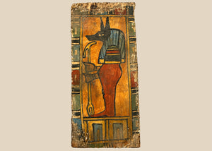 Ancient Egyptian Painted Wood Funerary Panel with Duamutef Iconography | Ptolemaic Period, c. 332–30 BCE