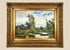 Early 20th-century European oil painting depicting a peaceful river landscape with a solitary figure rowing a wooden boat, circa 1920–1940.