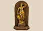 Italian gilt-bronze sculpture of Minerva, Roman goddess of wisdom and strategic warfare, attributed to 17th-century Northern Italy, on an arched display stand.
