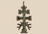 Antique Spanish bronze Cross of Caravaca, circa 17th century, featuring a double-barred crucifix, winged angels, and intricate religious imagery.