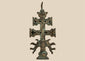 Antique Spanish bronze Cross of Caravaca, circa 17th century, featuring a double-barred crucifix, winged angels, and intricate religious imagery.