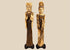 Vintage Chinese carved-bone Emperor and Empress figurines, mid-to-late 20th century, featuring elaborate ceremonial robes, intricate headdresses, and black display bases.