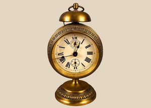 German JUF Brass Pedestal Alarm Clock | Ornate Bell-Top Design | Circa 1900–1920