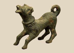 Ancient Roman Bronze Barking Dog Figurine | 1st Century BCE–3rd Century CE