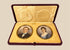 Pair of Victorian–Edwardian colour portrait miniatures of a gentleman and woman displayed in an open burgundy leather case, circa 1880–1910.