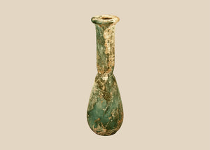 Ancient Roman Green Glass Unguentarium Perfume Bottle | Roman Imperial Period | Circa 1st–4th Century CE