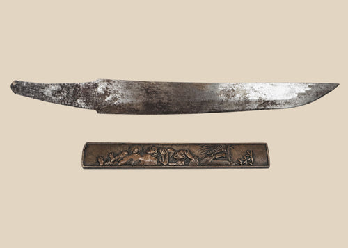 Antique Japanese kogatana steel blade with decorated kozuka handle, circa 1800–1900