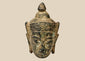 Thai bronze Buddha head with elongated earlobes, ushnisha and naturally encrusted patina, 18th century or earlier