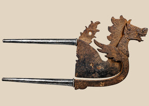 Indonesian Dragon/Lion Betel Nut Cutter with Silver-Covered Handles | 19th Century