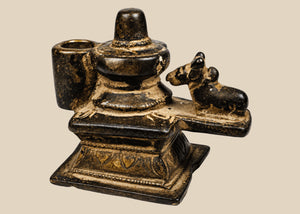 Indian Brass Shiva Lingam & Nandi Devotional Shrine | Circa 19th Century