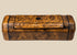 Antique British burr walnut snuff box with elongated octagonal form and dark wood stringing, circa 1820–1860.
