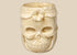 Hand-carved camel bone skull ring with floral and foliate decoration