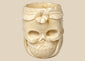 Hand-carved camel bone skull ring with floral and foliate decoration