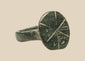 Late Roman to Early Byzantine bronze signet ring with incised cruciform geometric bezel, circa 4th–7th century CE