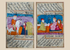 Pair of Indo-Persian miniature manuscript paintings with courtly scenes in gilt frame