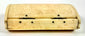 Antique Masonic bone snuff box with a hollow interior compartment and original iron-pin hinged construction.