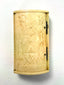 Hand-carved bone snuff box decorated with the Masonic Square and Compasses, All-Seeing Eye, and celestial symbols.