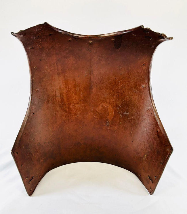 19th-Century French Cuirassier Armor Backplate Showing Original Patina and Brass Rivets