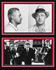 George “Machine Gun” Kelly photograph display featuring black-and-white mugshots and an escort scene, bordered in red and white.