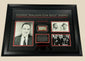 Framed and authenticated signature display of George “Machine Gun Kelly” Barnes, featuring his autograph, mugshot, and historical photos, professionally matted in black and red with certificate of authenticity.