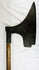 German or Scandinavian executioner-style axe, forged iron with hallmark stamps and rustic patina.