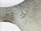 Heavy forged iron executioner’s axe from Europe, 18th century, featuring decorative guild stamp marks.