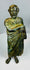 Antique bronze male statue with classical toga and rich green surface patina
