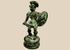 Antique bronze classical warrior figure with helmet, shield, and sword