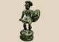 Antique bronze classical warrior figure with helmet, shield, and sword