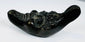 Antique cast metal oil lamp in the form of a satyr head with filling aperture and wick nozzle.