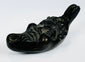 Grotesque satyr head oil lamp from Europe with aged surface patina and compact display size.