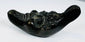 Antique cast metal oil lamp in the form of a satyr head with filling aperture and wick nozzle.