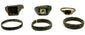 Six ancient bronze finger rings including square bezel, inset, round bezel and plain band forms from the Roman and Byzantine periods