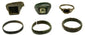 Collection of six Roman and Early Byzantine bronze rings arranged together showing varied archaeological jewelry styles